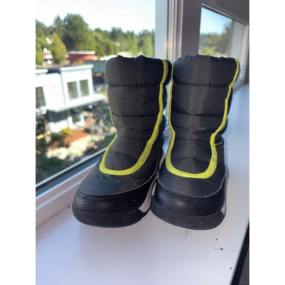 Sorel Whitney II Puffy Mid Snow Boots Waterproof Insulated Kids Black Multi